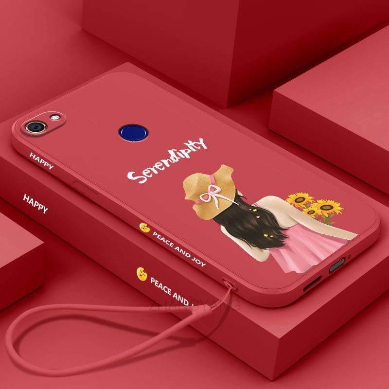Ốp Điện Thoại TPU Dẻo Họa Tiết Cô Gái &amp; Chữ Độc Đáo Kèm Dây Đeo Cho oppo f7 oppo f5
