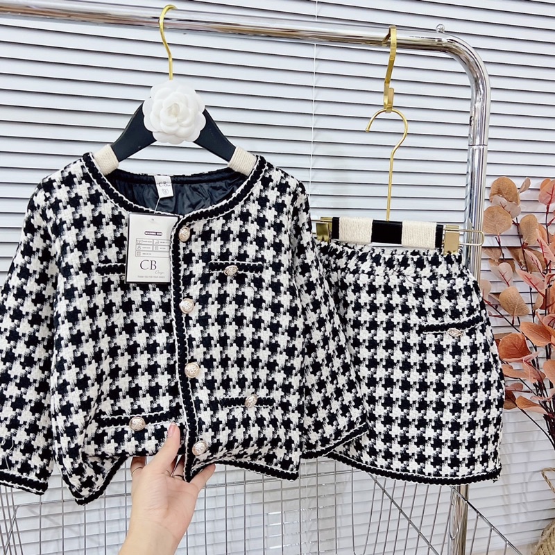 Set dạ bé gái, Set áo dạ chân váy bé gái hai lớp đẹp