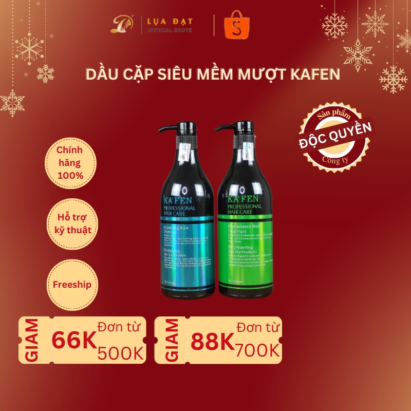 Dầu gội và dầu xả tóc KAFEN xanh CHÍNH HÃNG siêu mềm mượt phục hồi tóc hư tổn
