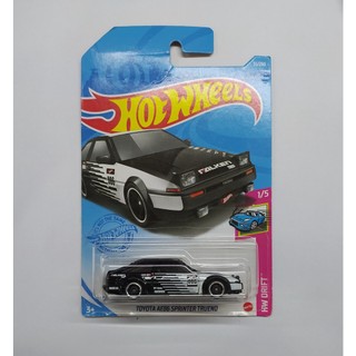 Xe mô hình hot wheels toyota ae86 sprinter trueno tỉ lệ 1:64 - tặng kèm decal đèn, biển số jdm