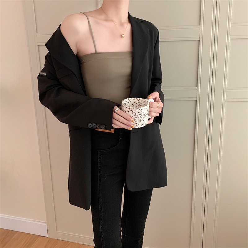 NRVP Áo Tank Top Đơn Co Giãn Phong Cách Hàn Quốc Mới Với Đệm Lót