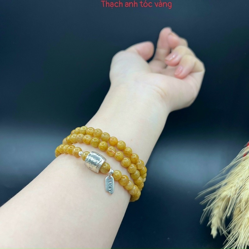 Chuỗi 3 vòng Tay Đá phong Thuỷ Mix Charm Bạc kinh Phật Cầu Bình An ( đủ màu cho tất cả các mệnh )