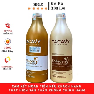 Dầu Gội collagen phục hồi tái tạo biểu bì tóc, chống gẫy rụng hỗ trợ mọc tóc cặp dầu gội TACAVY COLLAGEN1000ml