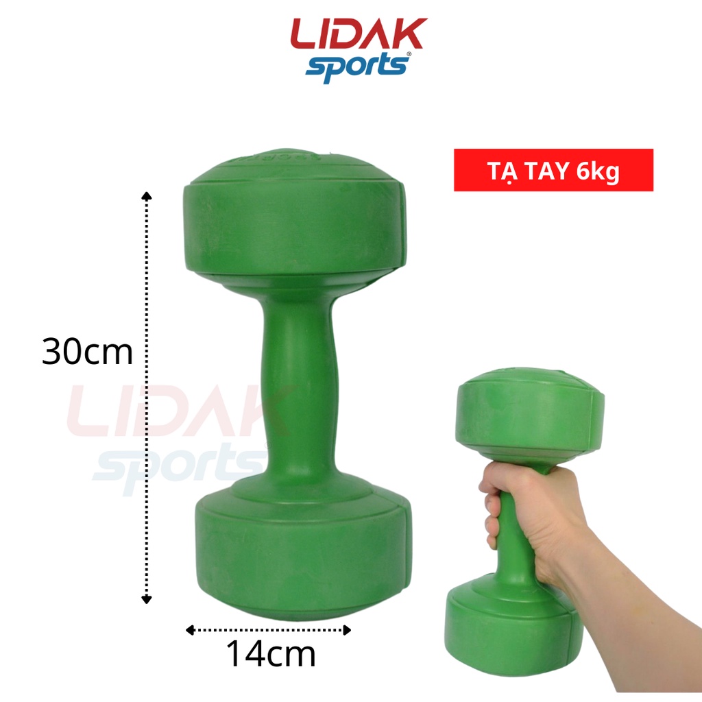 Tạ tay nhựa 6kg Lidak, tập gym cải thiện cơ bắp tại nhà - LIDAK SPORT