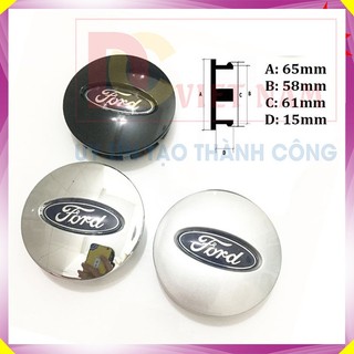 Logo biểu tượng chụp mâm, vành, bánh xe ô tô - Đường kính 65mm - 3 màu - Mã: FORD-65