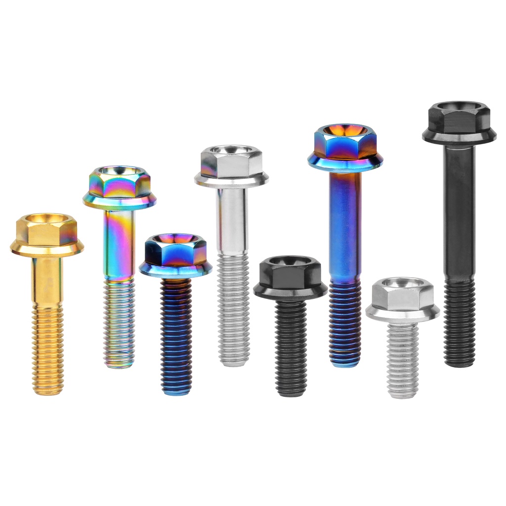 Bu lông titan WANYIFA m8 din6921 đầu mặt bích lục giác dùng sửa chữa xe máy m8x15 20 25 30 35 40 45 50 55mm