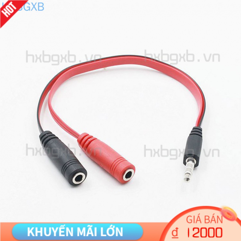 Cáp chia cổng âm thanh 1 đầu cắm 3.5mm AUX sang 2 cổng cắm 3.5mm chất lượng cao