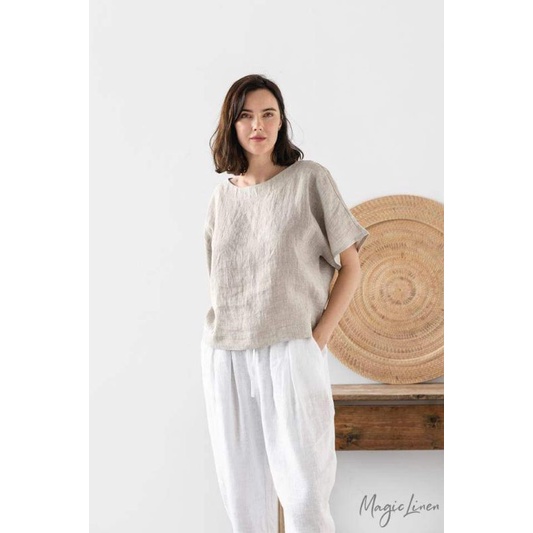 Vải linen bột muối tiêu, trắng gạo- Linen bamboo muối tiêu