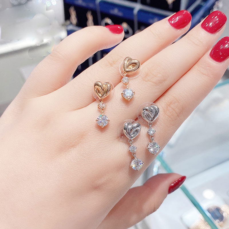Khuyên Tai Xoắn Ốc Hình Trái Tim Pha Lê Swarovski Bản Giới Hạn Cho Nữ