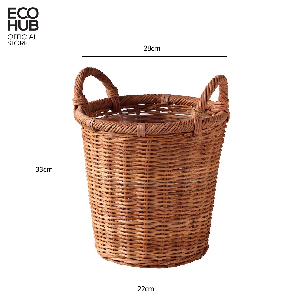 Giỏ cói ECOHUB hình trụ đựng đồ sắp xếp, ngăn nắp, gọn gàng, đựng rác văn phòng | EH088 (Cylindrical Sedge Basket)