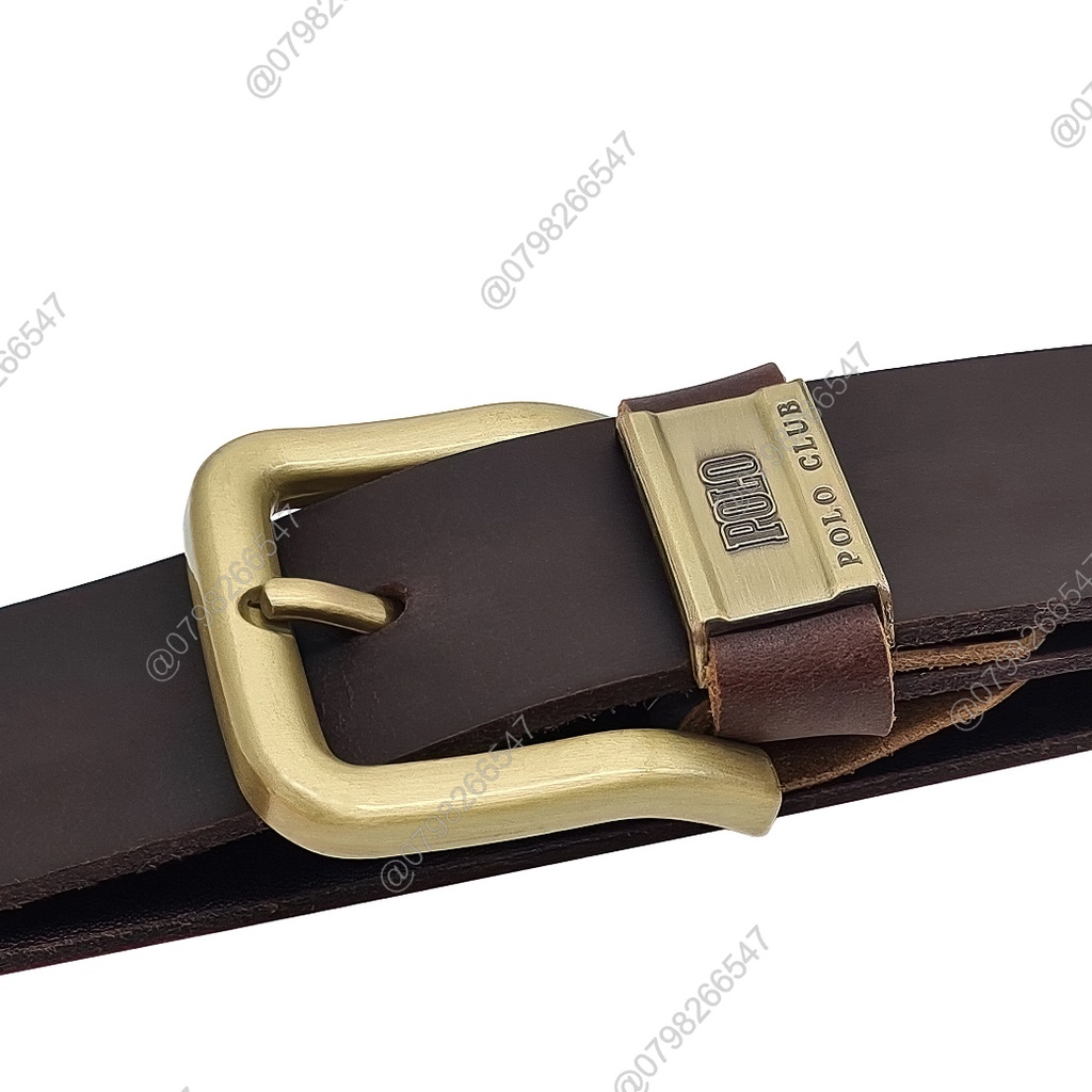 Dây lưng da bò thật DHM-122 | Dây nịt da bò sáp đầu khoá kim mạ đồng thời trang | Bảo hành 12 tháng