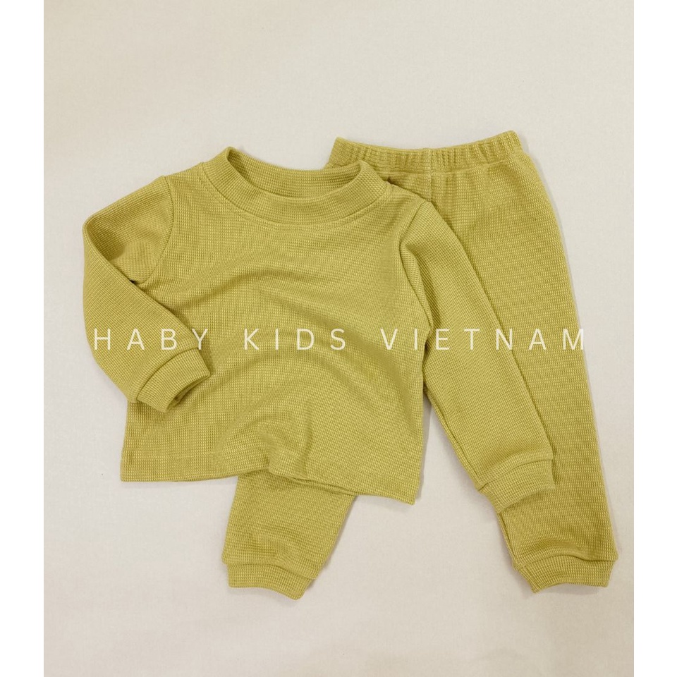 Bộ đồ thu đông dài tay chất tổ ong cao cấp HABY KIDS