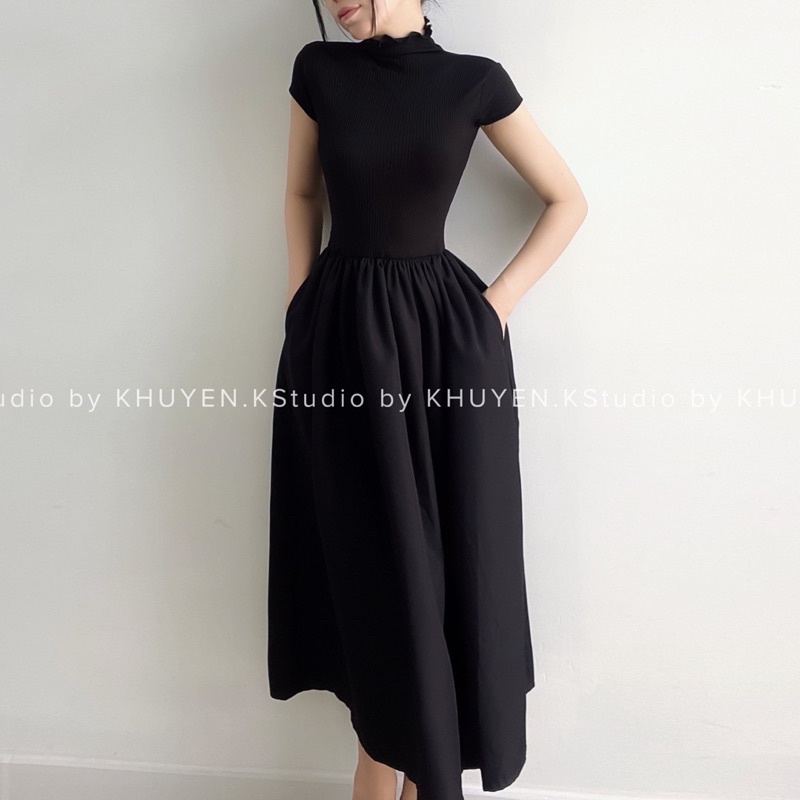 |HOẢ TỐC| Harper Dress - Đầm dài cổ lọ ngắn tay | Ảnh thật