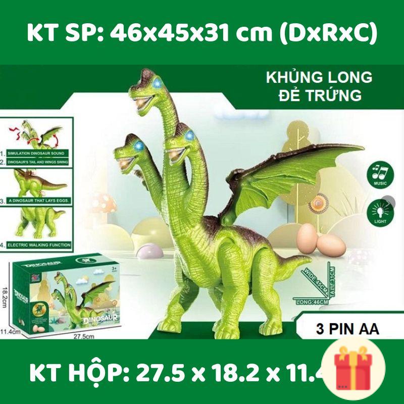 Khủng long đồ chơi 3 đầu đẻ trứng, đồ chơi lắp ghép đường ray khủng long cỡ lớn cho bé thoả sức sáng tạo