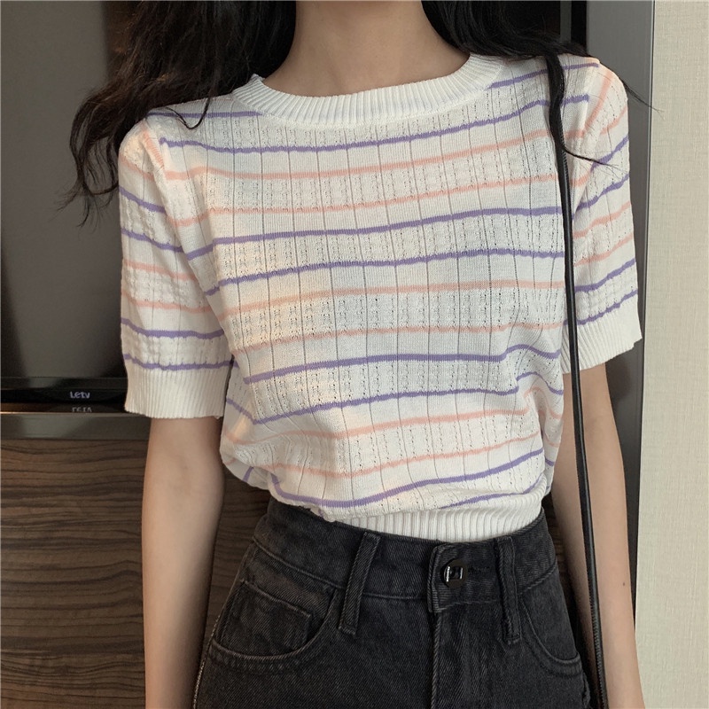 NRVP Áo thun nữ ngắn tay gợi cảm thời trang mùa hè Hàn Quốc 2023