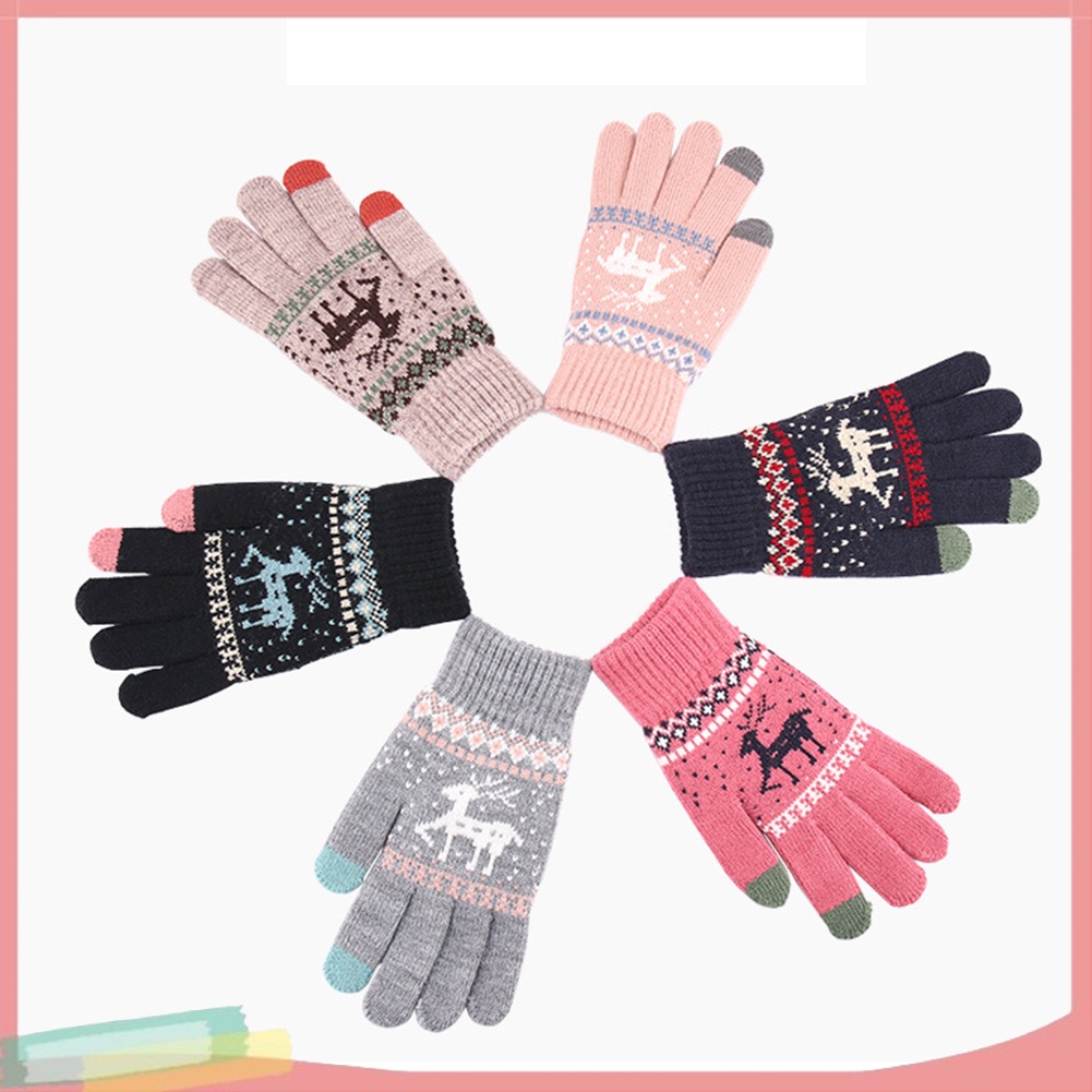 Găng Tay Len Giữ Ấm Họa Tiết Giáng Sinh Xinh Xắn