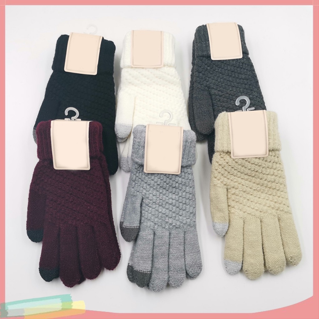 Găng tay dệt kim màu trơn chống gió thời trang thu đông kiểu dáng dễ thương