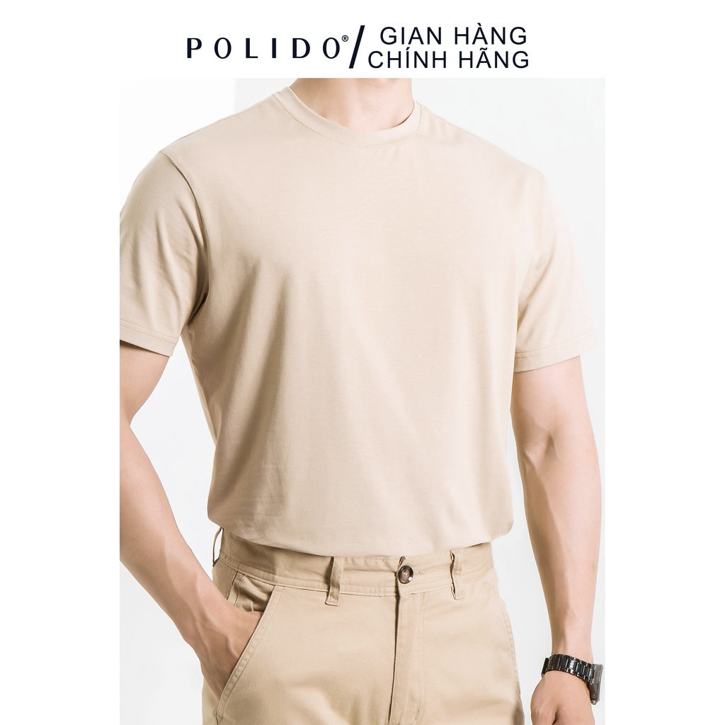 Áo Phông Nam POLIDO Basic Tshirt 5 Màu Trơn Chất Cotton Thun Co Giãn