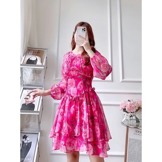 Váy tơ cao cấp nhấn tầng