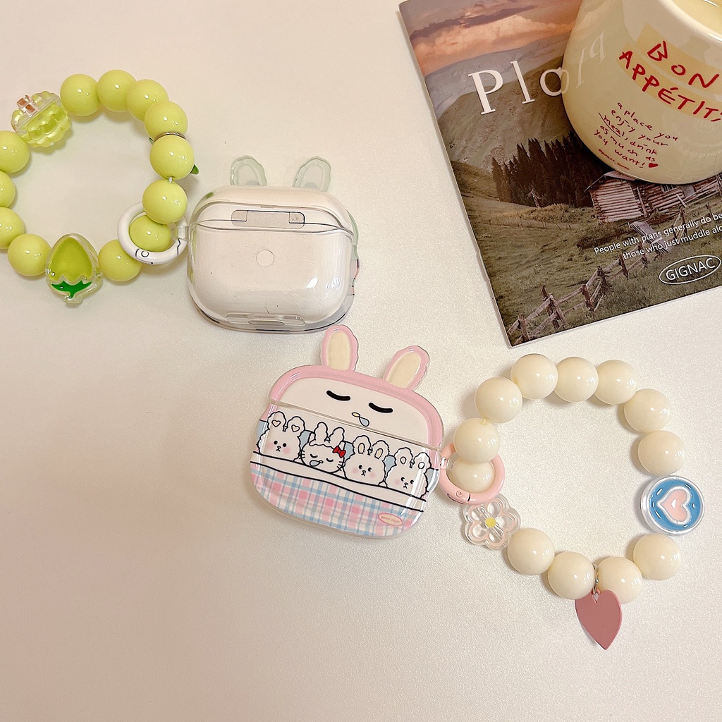 Vỏ Bảo Vệ Hộp Sạc Tai nghe không dây AirPods 1 2 3 Pro2 2022 Bằng Tpu Mềm Trong Suốt Hình Thỏ / Ếch 3D Dễ Thương