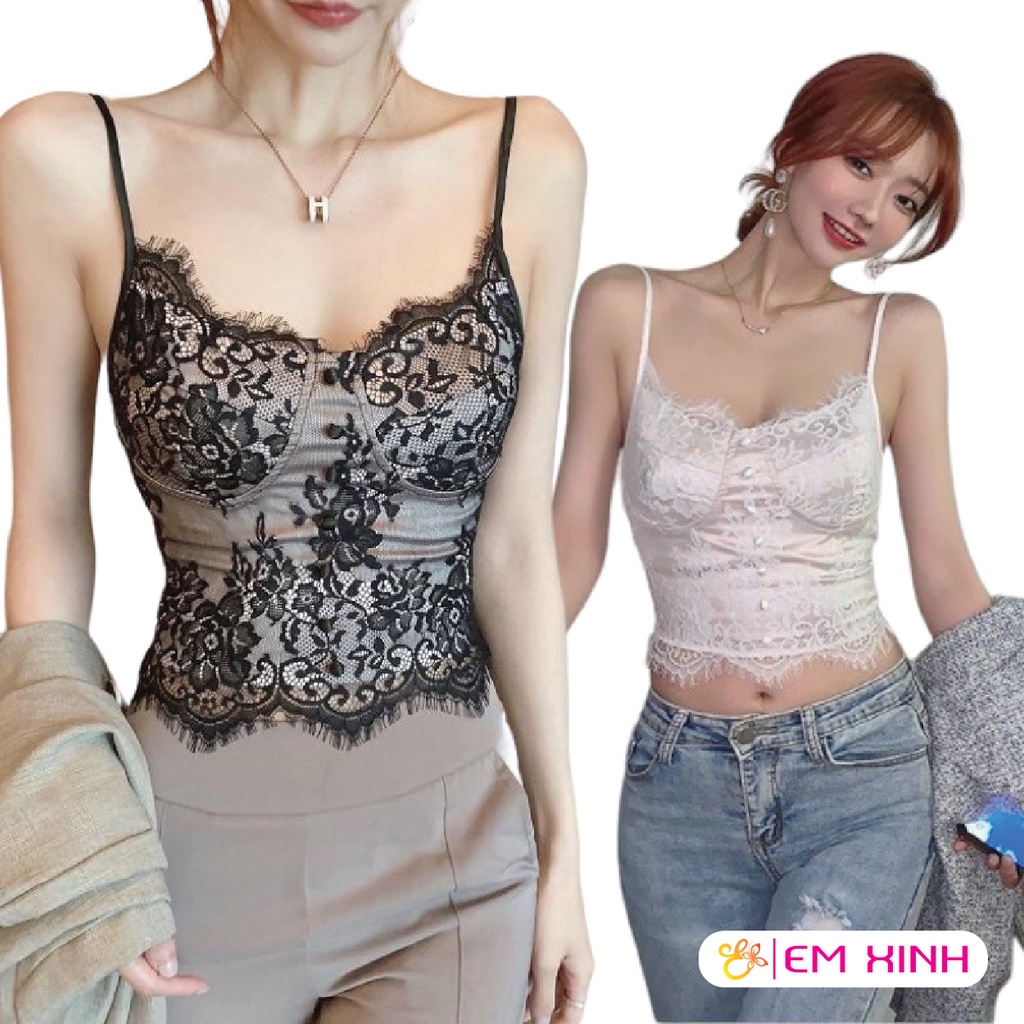 Áo Bra Corset Dáng Dài Ren - Áo Bra Ren 2 Dây Quyến Rũ Có Thun Bo Lưng[Em xinh]