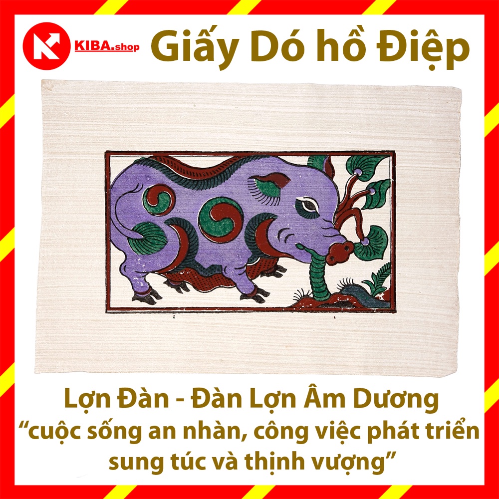 Tranh Đông Hồ, Bức Lợn ăn cây ráy (không khung tranh) trang trí nhà cửa hàng, quán cà phê cafe, phòng khách, trang trí t