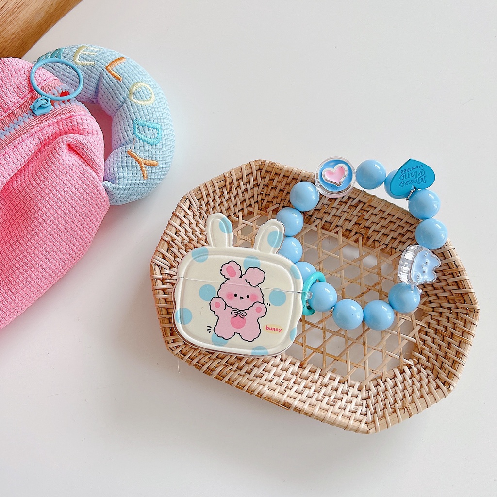 Vỏ Bảo Vệ Hộp Sạc Tai nghe không dây AirPods 1 / 2 3 Pro2 2022 Bằng Tpu Mềm Trong Suốt Hình Thỏ 3D Dễ Thương