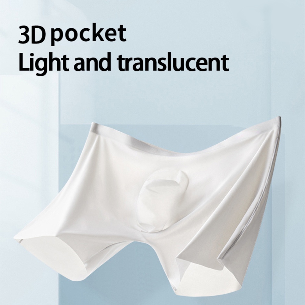 Quần Lót Boxer Vải Lụa Lạnh Siêu Mỏng Thoáng Khí Không Đường May Cá Tính Cho Nam