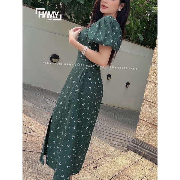 Đầm Hoa Xẻ 1 Bên