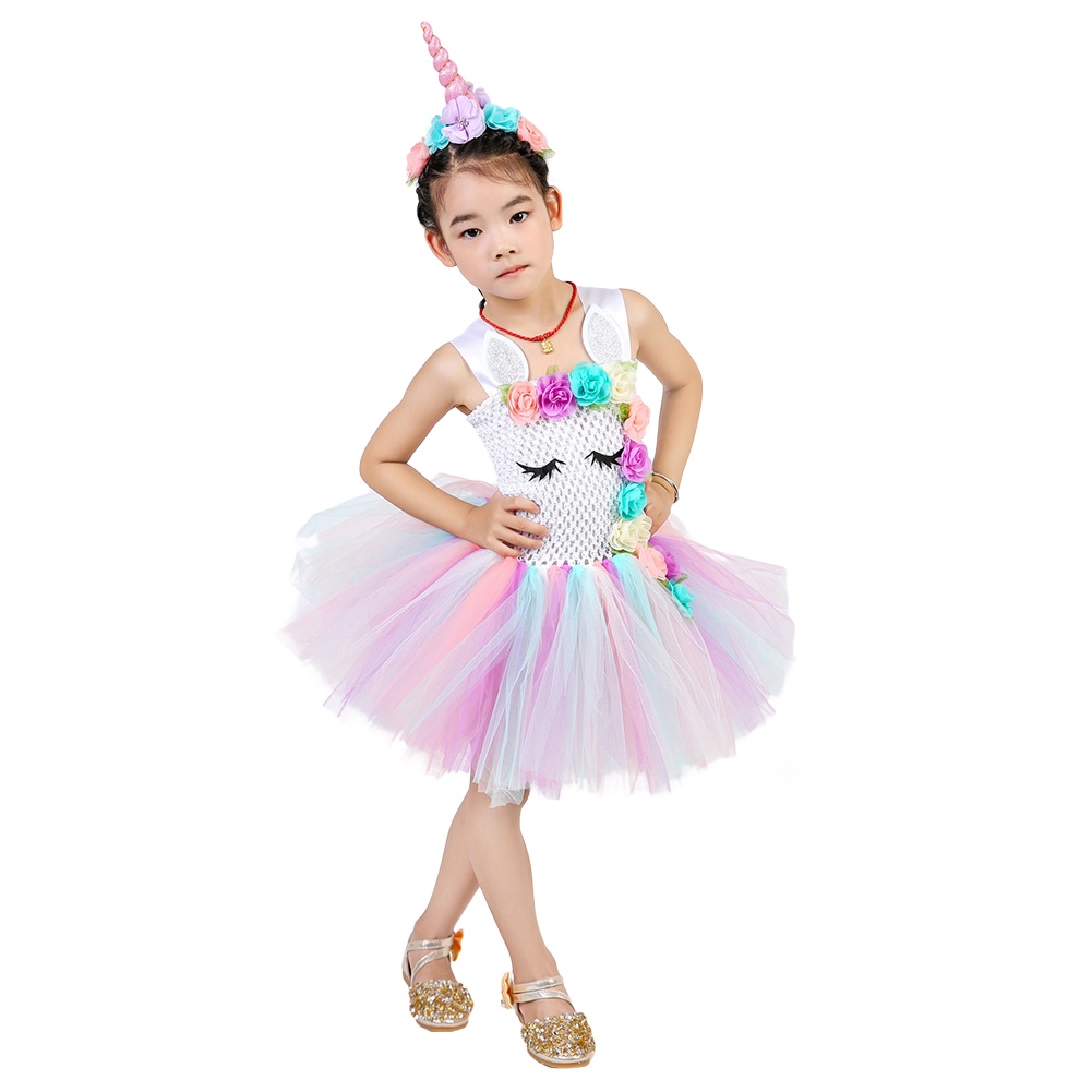Đầm Công Chúa Hình Kỳ Lân tutu Xuyên Biên Giới Cho Bé Gái (Vòng Chì)