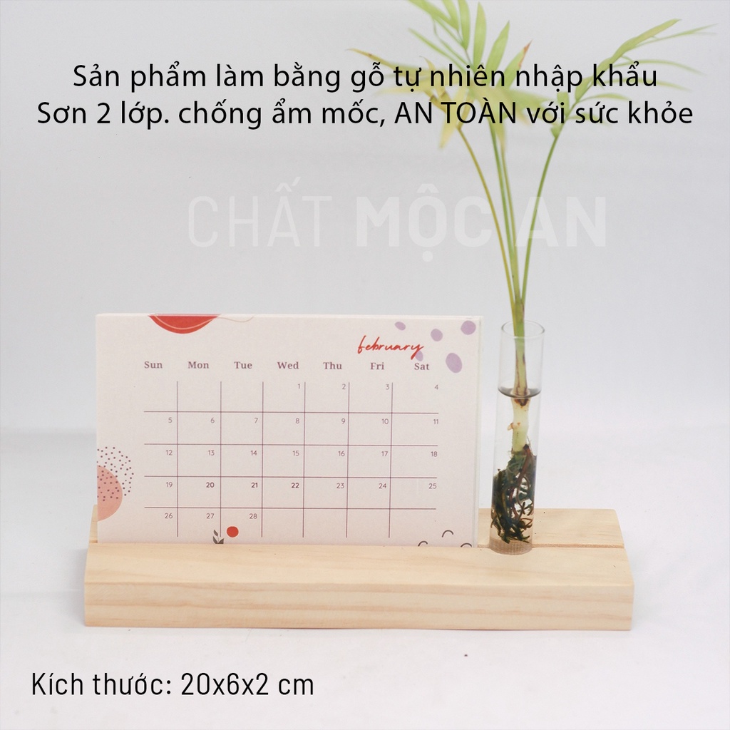Combo lịch để bàn bằng gỗ 2023, lịch Tết 2023, tặng ống nghiệm trồng cây thủy sinh, kèm câu tiểu trâm, quà tặng cuối năm