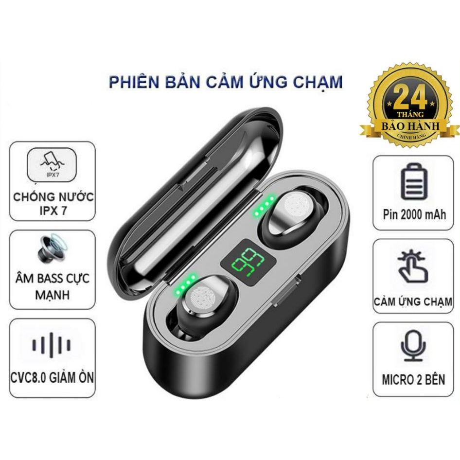 Tai Nghe Bluetooth True Wireless F9 Bluetooth 5.0 không dây Bản Quốc Tế ,Cảm Ứng , Kiêm Sạc Dự Phòng ,Chống Nước Kim