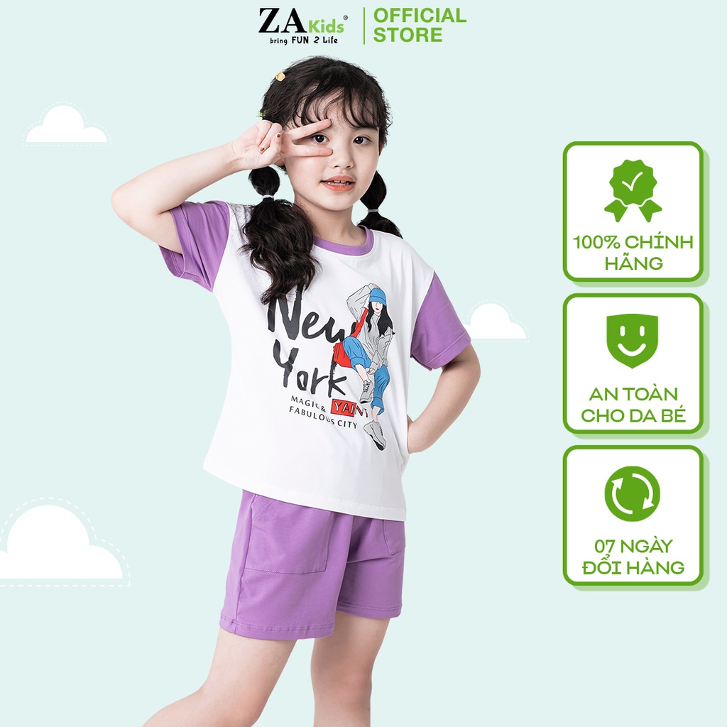 Bộ Quần Áo Thun Ngắn Tay Bé Gái (2-10 Tuổi) ZAKids ZA22011TN