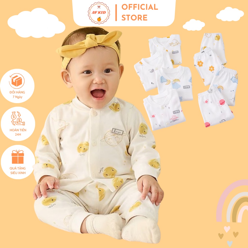 Bộ quần áo sơ sinh 3-15kg dài tay AF KID Galaxy cho bé trai bé gái, vải thun lạnh cao cấp siêu co giãn và mềm mịn
