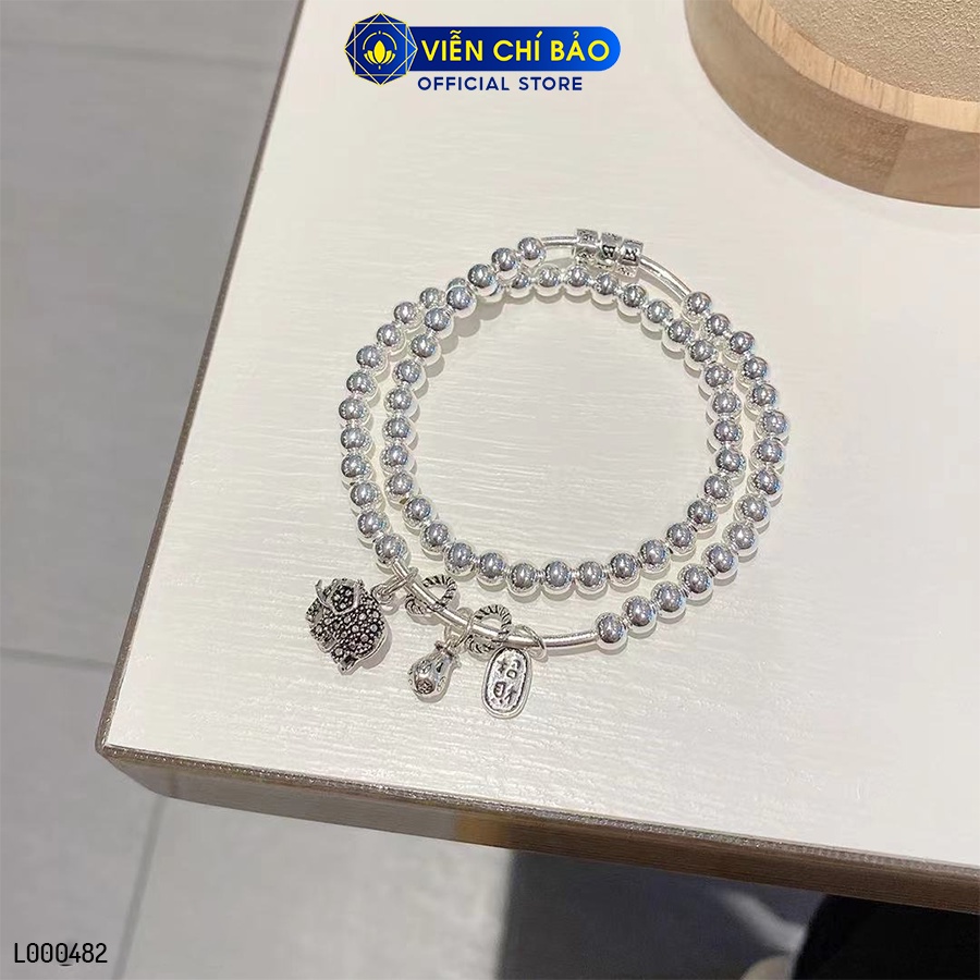 Vòng tay bạc nữ chuỗi bi charm voi lục tự - 5mm chất liệu bạc 925 thời trang phụ kiện trang sức Viễn Chí Bảo L000482