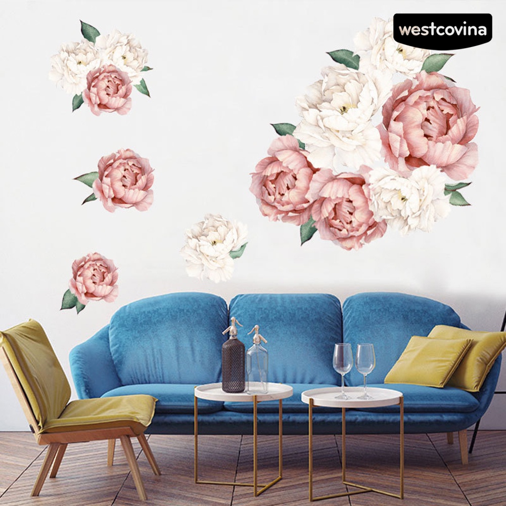 [WEST]⚘Decal dán tường Hình Hoa Mẫu Đơn Trang Trí Phòng Khách