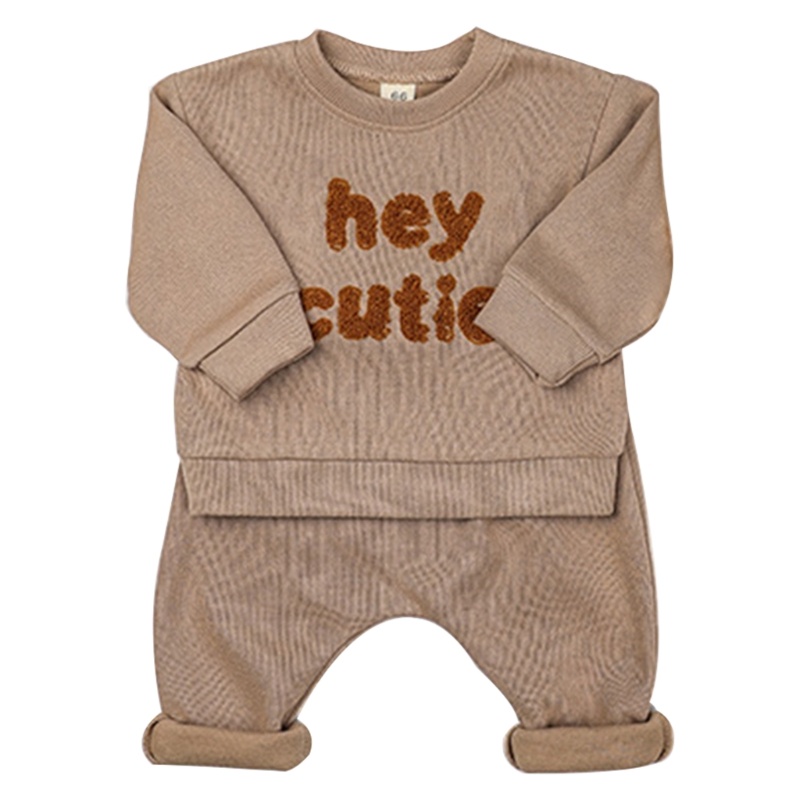 Bộ Áo Sweater Tay Dài + Quần Dài Dáng Rộng Thời Trang Cho Bé 0-3 Tuổi