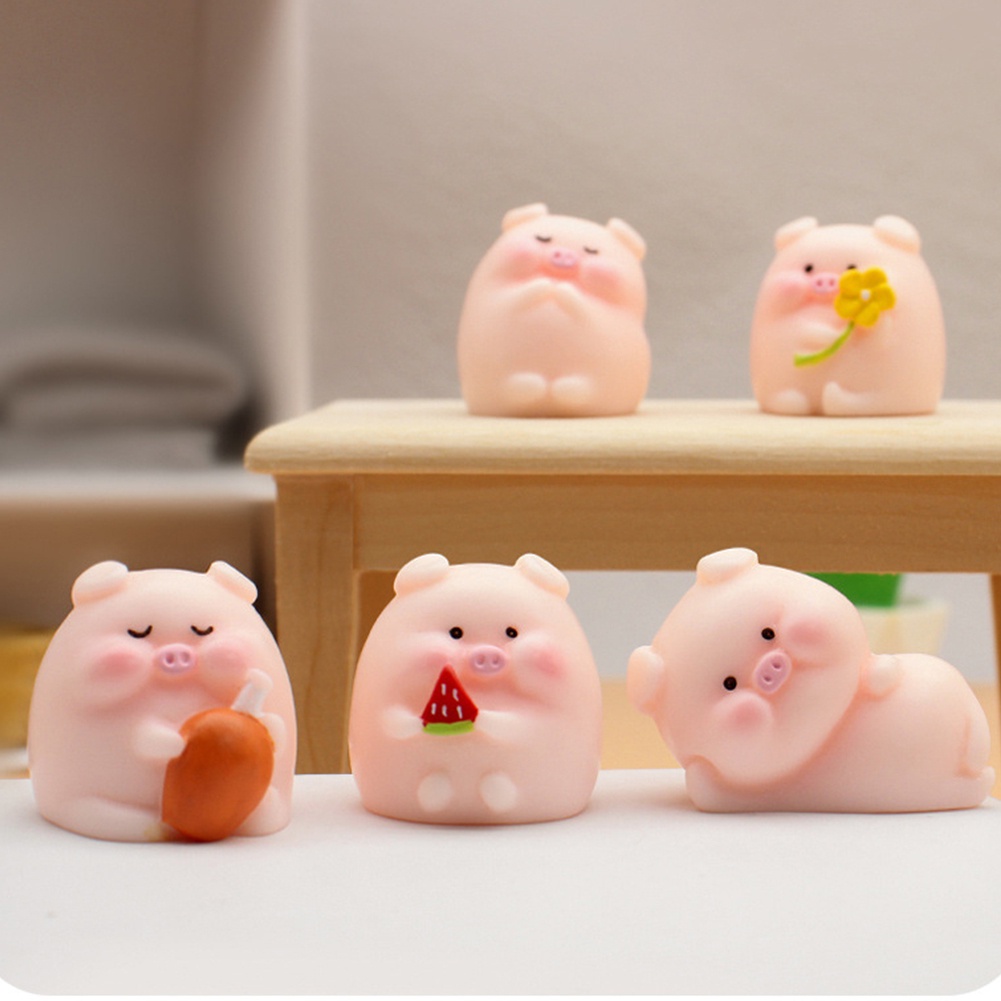 Mô Hình Đồ Chơi Búp Bê Động Vật Heo Hoạt Hình 6 Cái/bộ Tượng Nhựa Thủ Công Đồ Trang Trí Phụ Kiện Trang Trí Nhà Cửa