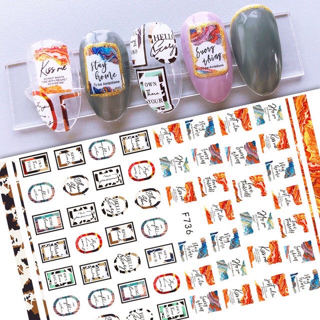 Sticker dán móng hình chữ 1