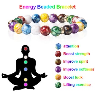 Vòng Tay Chuỗi Hạt Đá Núi Lửa Chakra 7 Màu