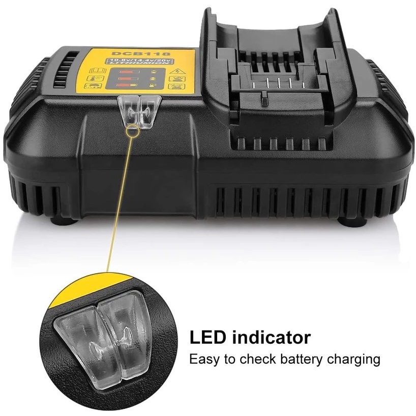 Bộ sạc pin DCB118 DCB112 cho pin lithium Dewalt 10.8V 12V 14.4V 18V 20V