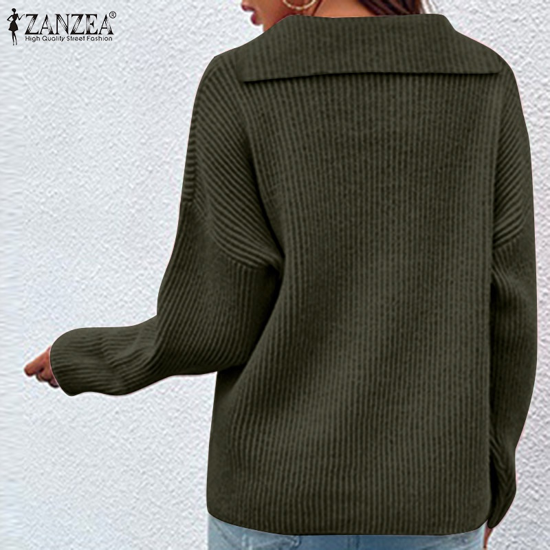 Áo thun ZANZEA dài tay cổ bẻ thời trang cho nữ