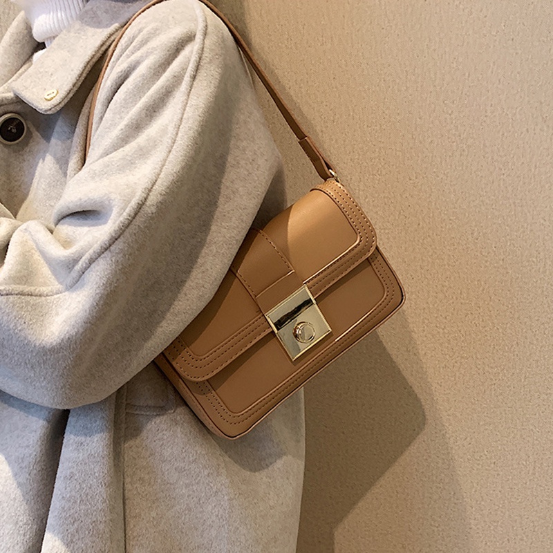 Túi Đeo Chéo Hình Vuông Nhỏ Màu Kaki Phong Cách Hàn Quốc Dễ Phối Đồ Thời Trang Cho Nữ