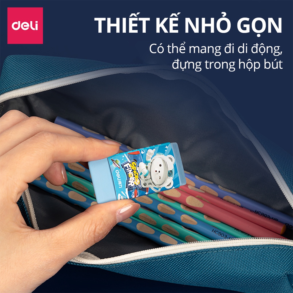 Gôm tẩy 2B Deli hình gấu phi hành gia ít vụn tẩy sạch không gãy xóa chì dành cho học sinh