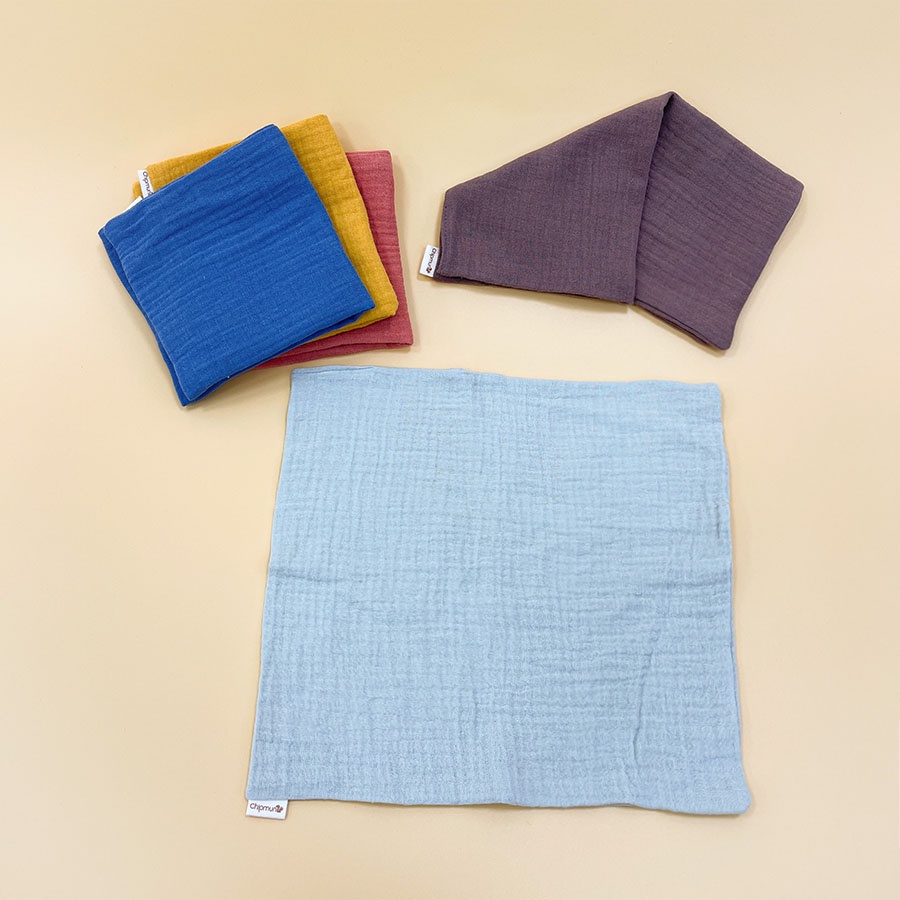 Khăn mặt cho bé xô muslin organic CHIPMUNK, không xù, sợi an toàn cho da bé, thấm hút nhanh
