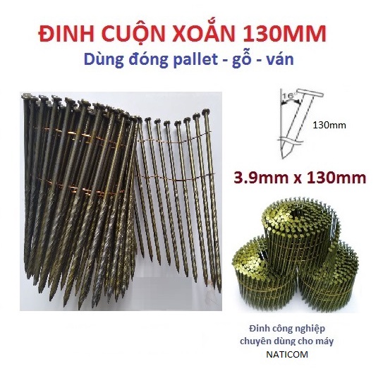 Đinh cuộn xoắn đóng pallet thùng gỗ - chiều dài 25mm - 32 - 38 - 40 - 45 - 50 - 57 - 60 - 70- 75 - 80 - 130mm