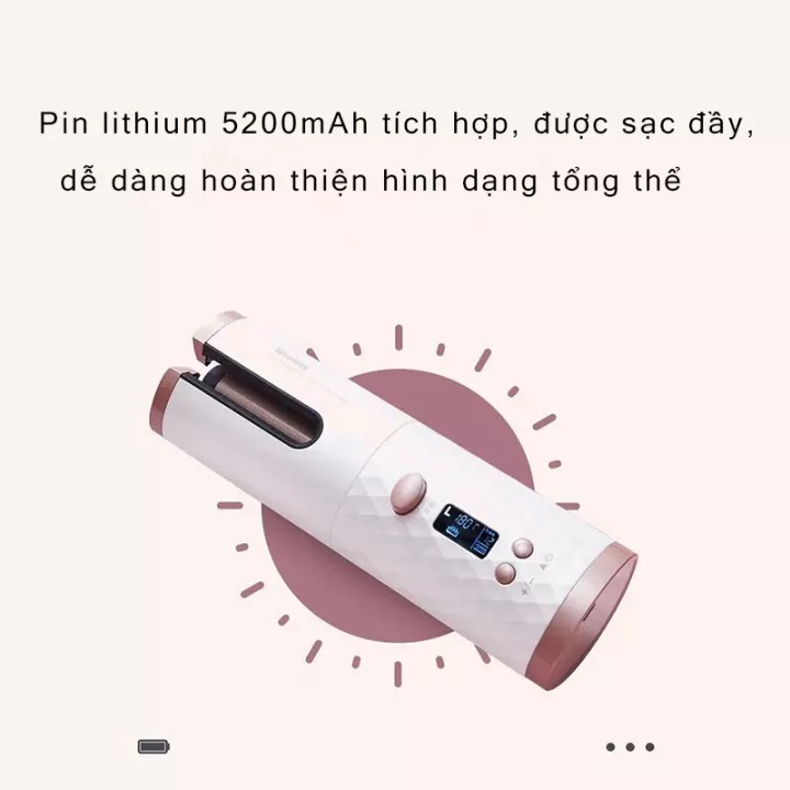 Máy uốn tóc tự động, kiểu dáng hiện đại, tay cầm chống bỏng an toàn, máy uốn tóc mini cho những lọn tóc xoăn tự nhiên