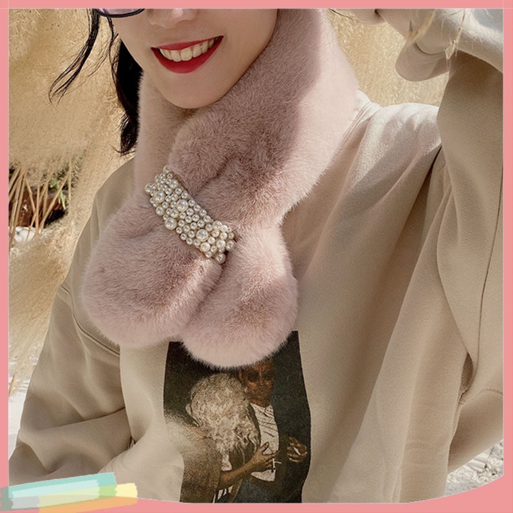 Khăn choàng cổ lông thỏ nhân tạo giữ ấm cho nữ kiểu dáng thời trang