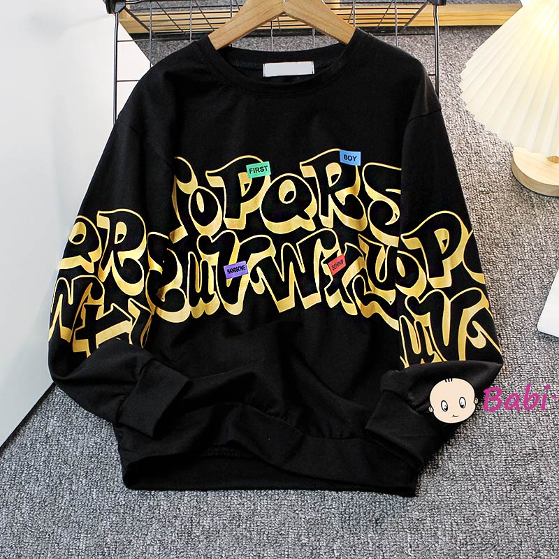 Áo sweater tay dài phong cách Hàn Quốc thời trang xuân thu cho bé trai size đại 20-55kg
