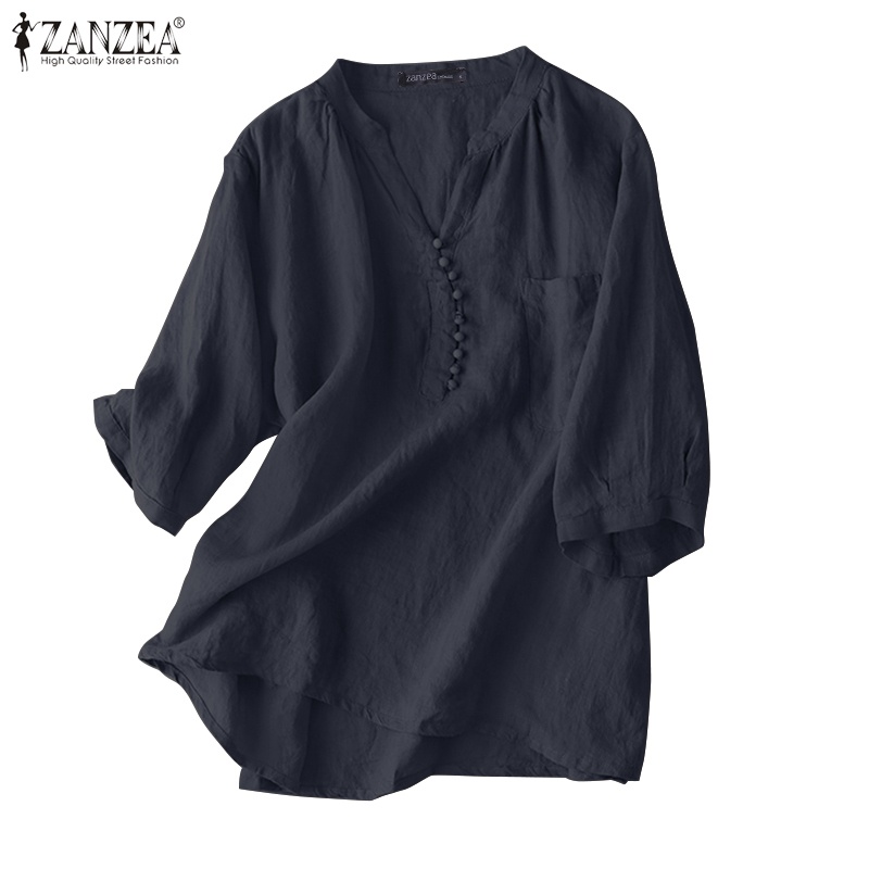 Áo nữ ZANZEA tay lửng cổ chữ V thời trang quyến rũ